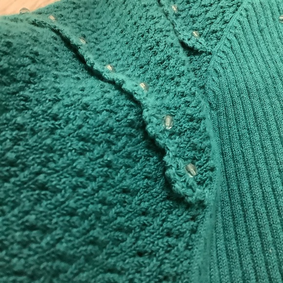 Nygard women’s turquoise blue rib embellished beaded knit top size xl - Picture 4 of 11